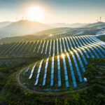 Aerial View Of Solar Panels In Mountain